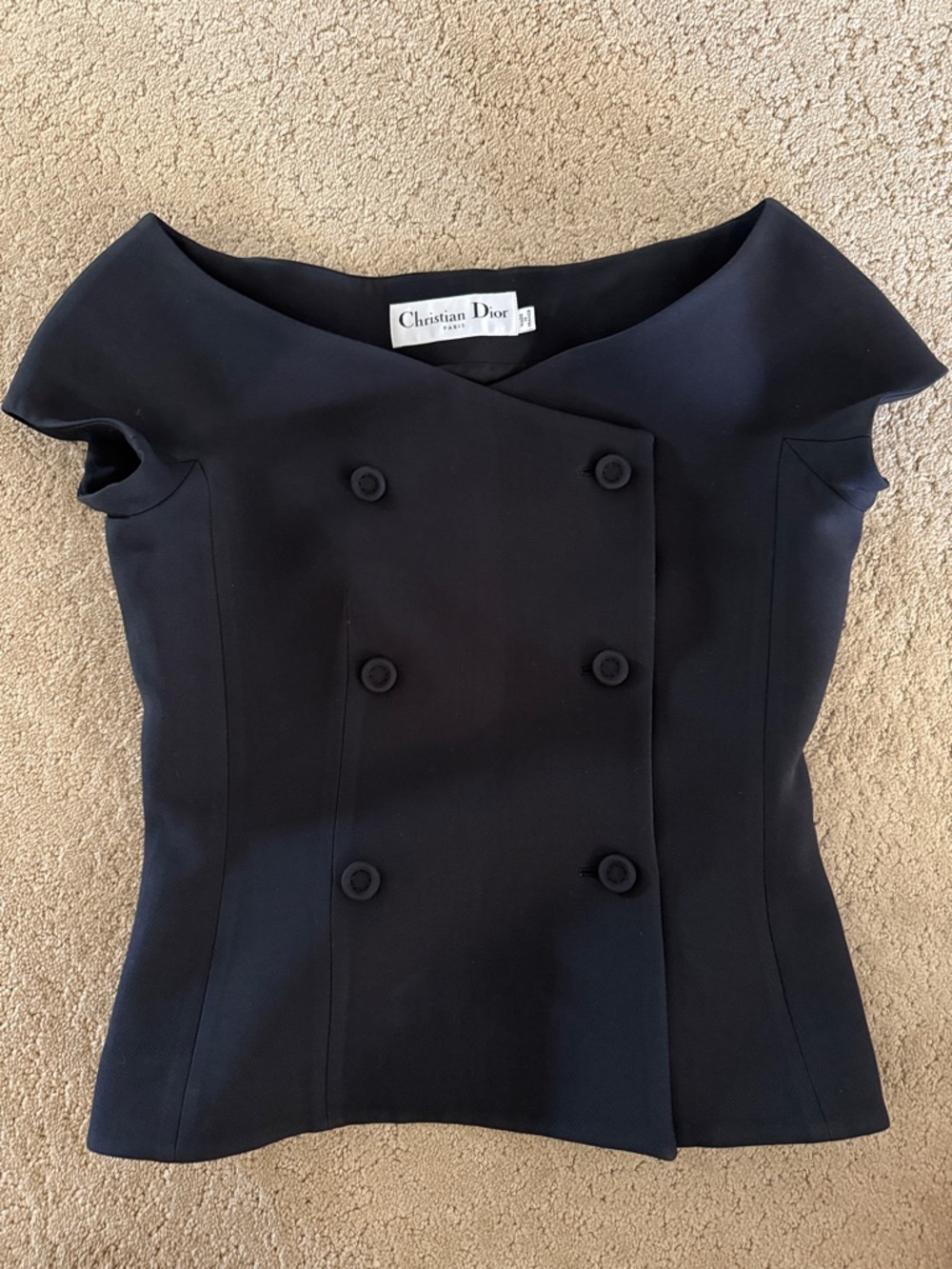 Dior Off-The-Shoulder Jacket
Black Double-Breasted Wool and Silk FR40 - Picture 7 of 8